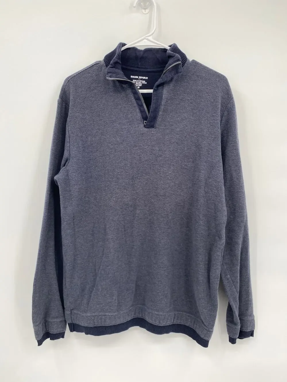 Banana Republic Men's 1/4 Zip Pullover Knit Sweater Blue Size Medium